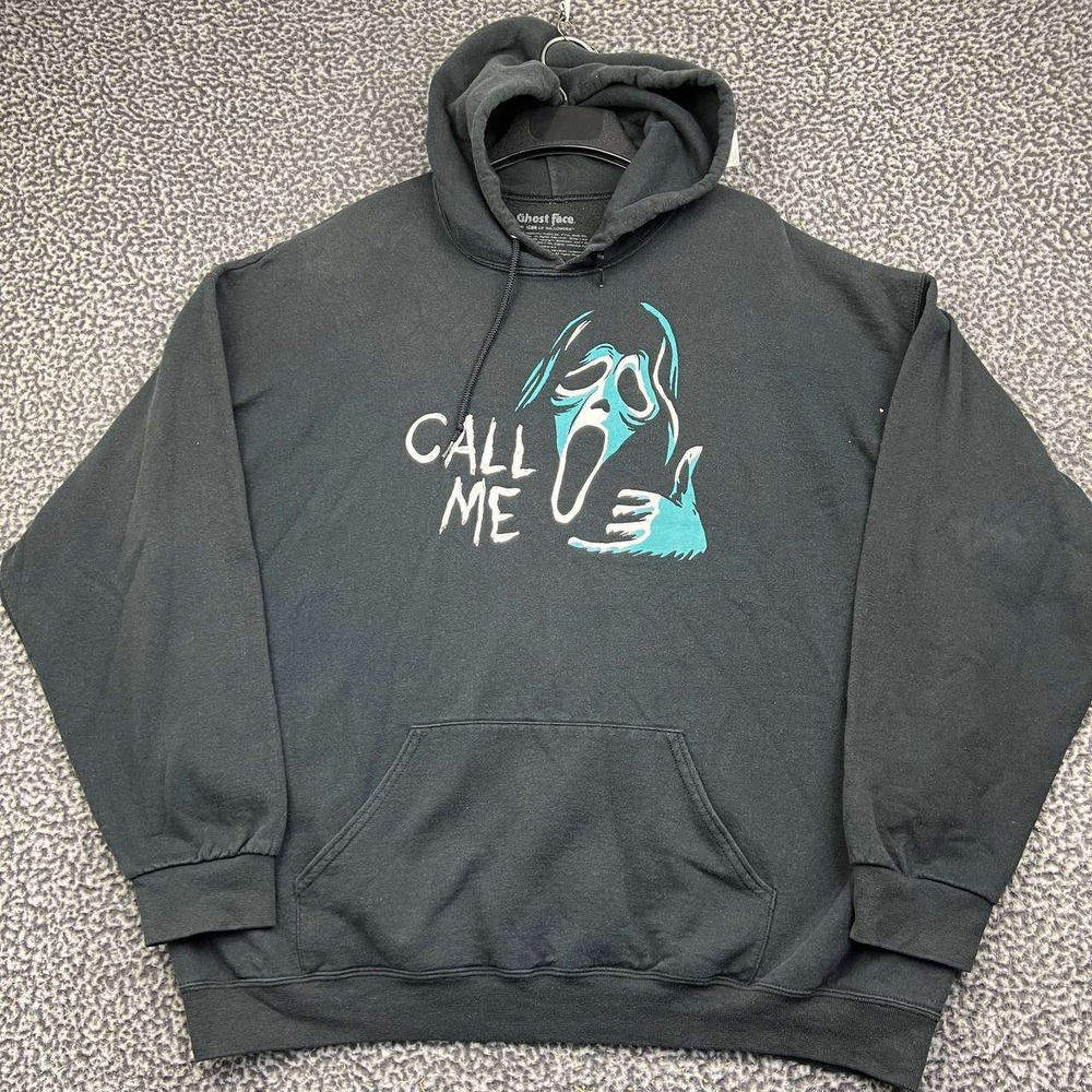 Ghost Face Scream Call Me Hoodie Men XL Black Horror Movie Pullover Fleece